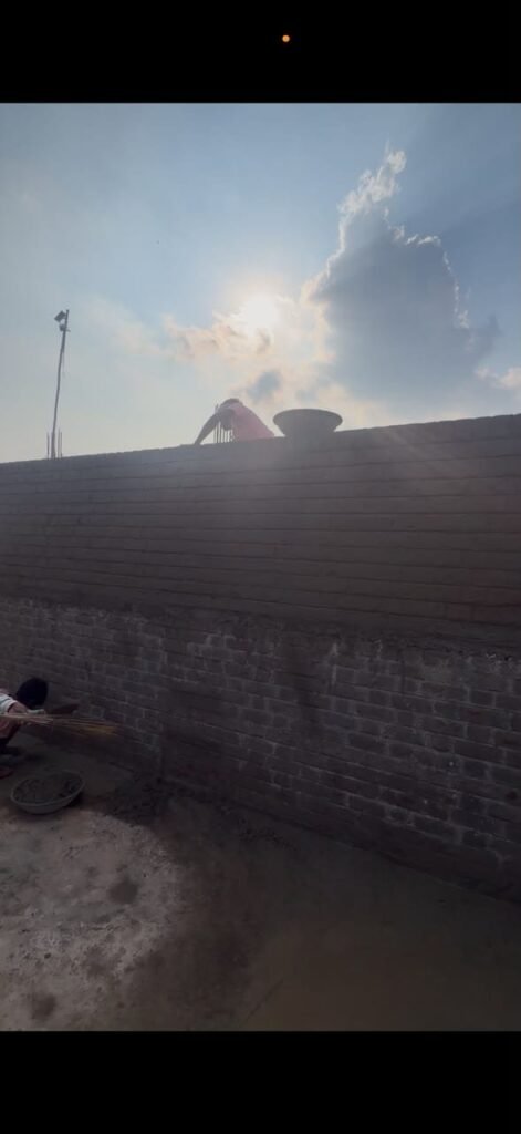Block wall work in progress