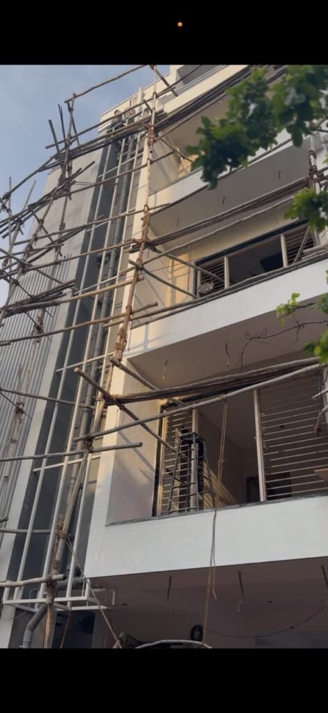 Scaffolding on a building exterior during construction